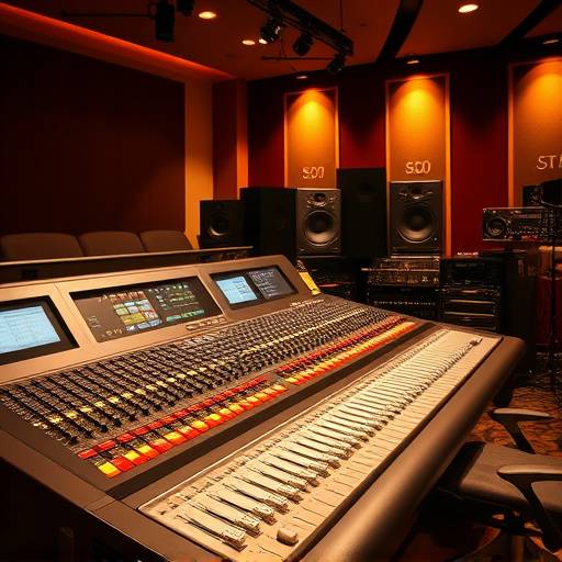 Mixing console in studio