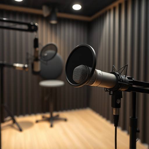 Studio microphone in a professional recording booth